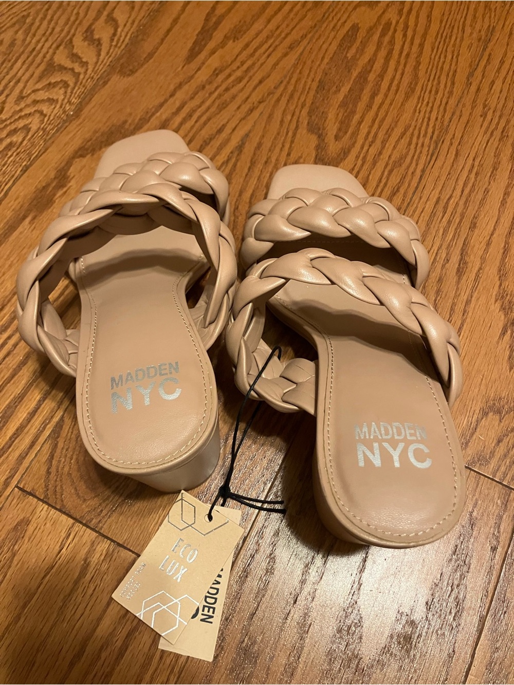 Brand New Madden NYC Women's Braided Slide Sandals - Nude Size 10W